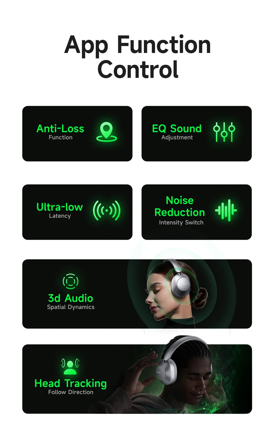 Picun F6 ANC Wireless Headphones Bluetooth 5.4 Hi-Res Audio Over Ear/Headset 52dB Hybrid Active Noise Cancellation Earphone 120H