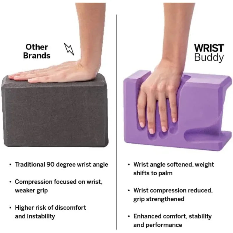 Yoga Blocks 2 Pack Reduces and Prevents Wrist Pain/Enhances Comfort Stability and Grip Strength
