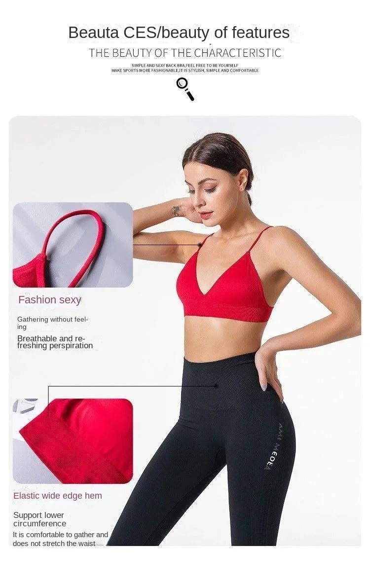 Women V Neck Seamless Triangle Cup Bra Camisole Breathable Gather Up/Chest Wrapped Underwear for Sports Fitness Yoga Casual