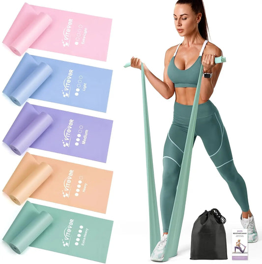 5-Level Resistance Bands Set for Exercise Pilates/Yoga Physical Therapy Stretch, Strength Training