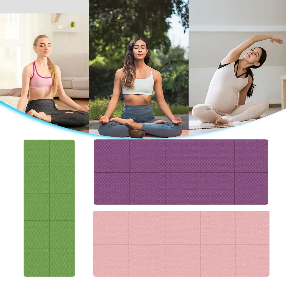 Foldable Yoga Mat 4mm Thick Workout Mat Double Sided TPE Pilates Mat/Non-slip Multifunction for Yoga Pilates