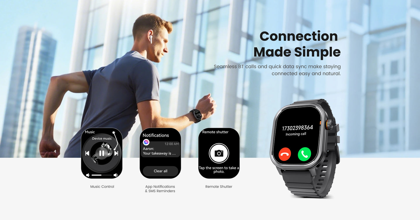 Original KOSPET PULSE Smart Watch Men Women 1.96" AMOLED BT Call/IP68 Waterproof 180 Freestyle Training Modes Fitness Monitoring