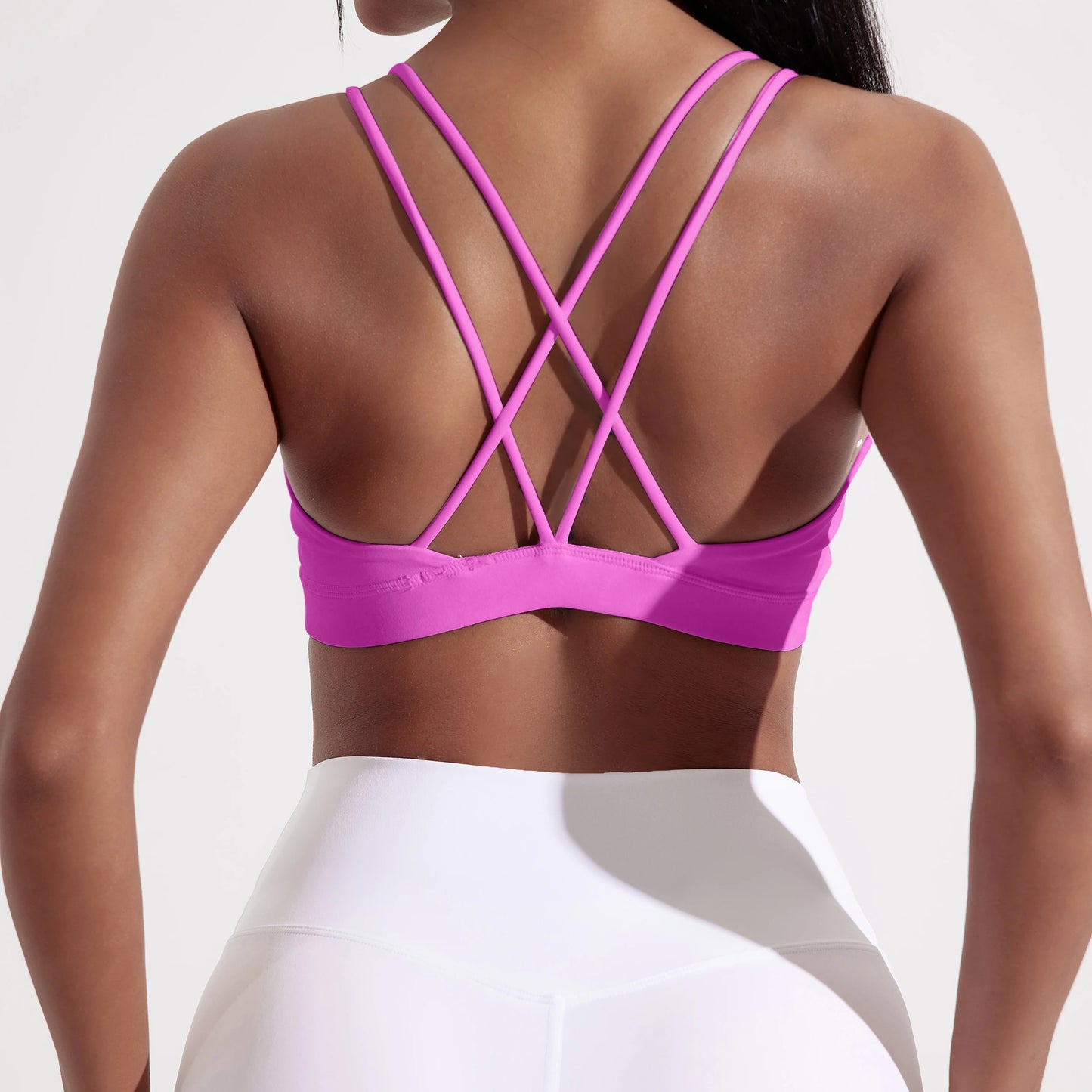 Solid Color Cross Fitness Bra Soft High Strength Women Tight Sport Top/Comprehensive Training Gym Yoga Underwear With Chest Pad