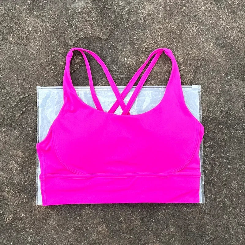Women Sports Bra Sexy Criss Cross Straps Back High Support/Impact Yoga Underwear Running Fitness Gym Padded Bralette