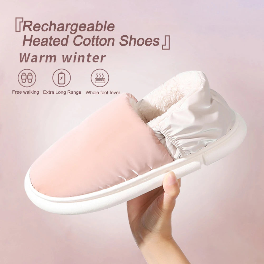 USB Heated Plush Shoes For Women/Indoor Winter Home Warm Fluffy Anti-skid Boots
