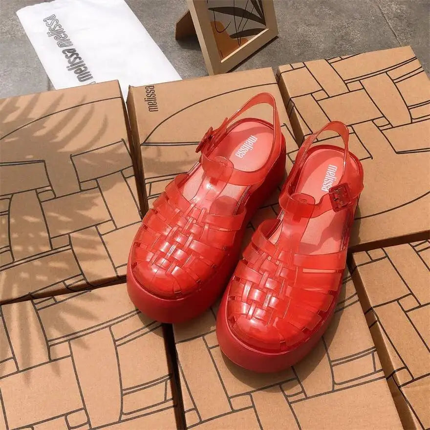 Vintage Women's Thick Sole Casual Jelly Women Anti-Slip/Summer Beach Shoes EVA Material Chunky Platform Sandals