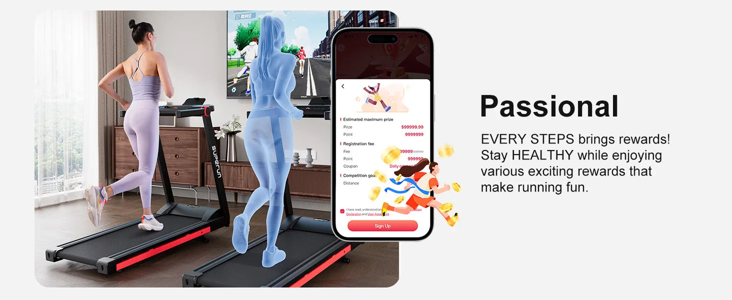 3.5HP Foldable Treadmill 350lbs Adjustable 6% Incline Walking pad/for Home/Office LCD APP Data Treadmills 10MPH Exercise Machine