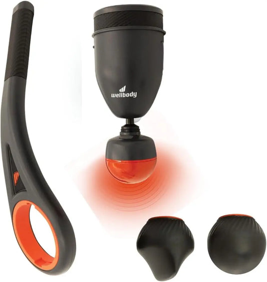 Extended Handle Heated Percussive Massage Gun with HeatBall Tech/Brushless Motor TwistLock Tips for Back & Shoulders Relief