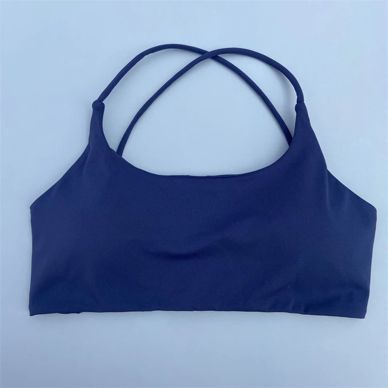 Women Sports Bra Sexy Cross Straps Back Fitness Bralette High Impact/Gym Yoga Workout Crop Top Vest Push Up Running Underwear