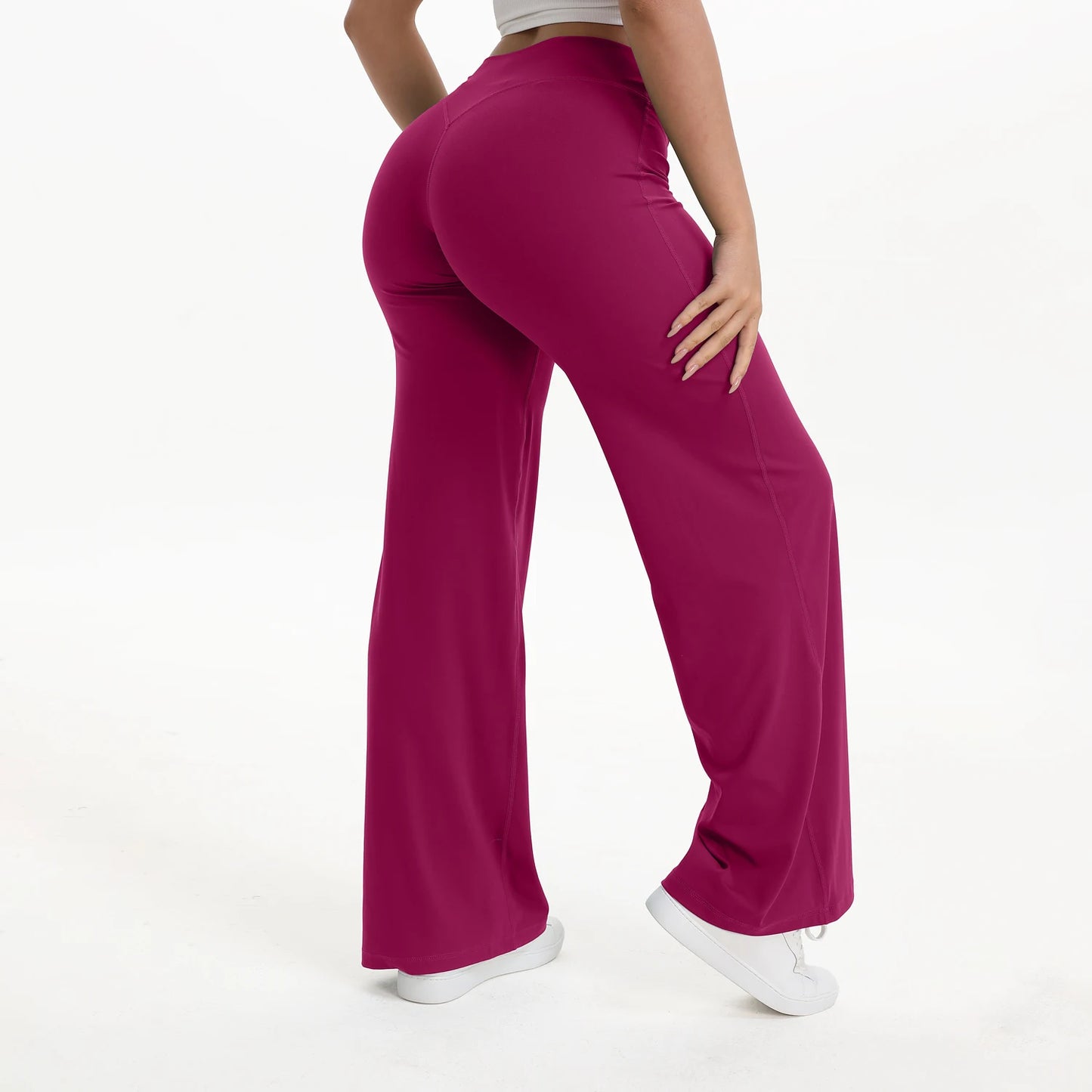 NCLAGEN Soft Motion Straight Leg Bottoms Women's Mid-Waist Yoga Pants/GYM Leggings Naked Feel Pilates Running Sports Trousers