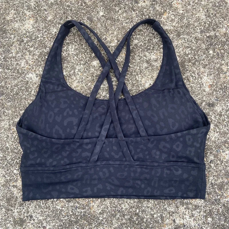 Cross Straps Sports Bra Women Gym Sports Top High Support/Fitness Bralette Yoga Vest Push Up Running Underwear With Chest Pad