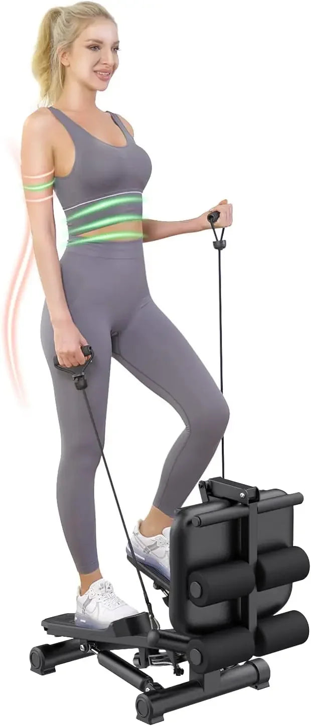 Steppers for Exercise at Home Stair Stepper with Resistance Bands/Ab Crunch Machine for Stomach Workout 330lbs Capacity