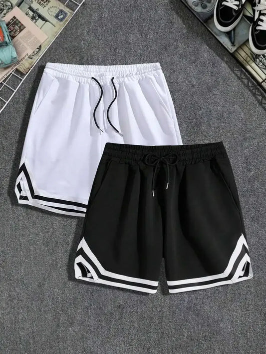 NEON DUSK Men's Solid Black & White 2 Pieces/Sports Shorts Casual Everyday Wear