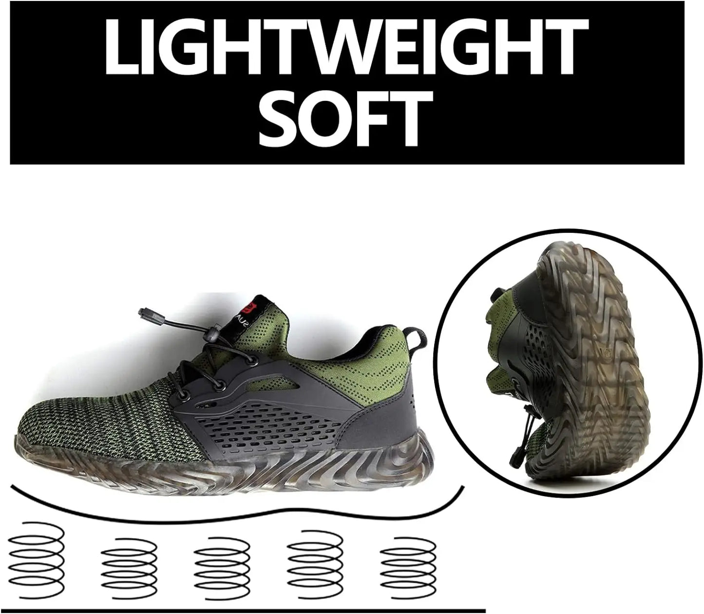 SUADEX Steel Toe Sneakers for Men Indestructible Work Shoes/Lightweight Comfortable Safety Boots Shoes Men