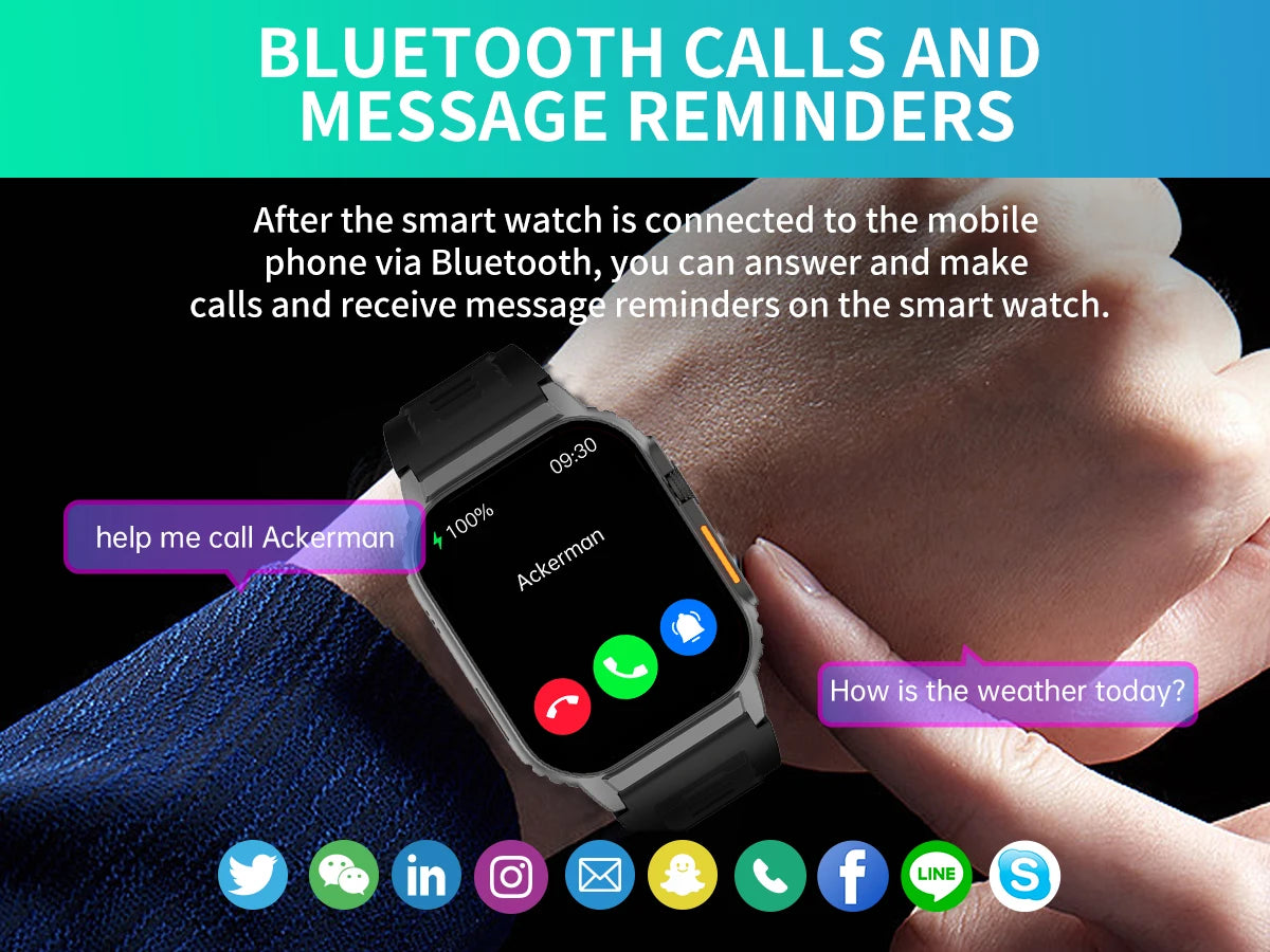 Smart Watch(Answer/Make Call), 2.01" Smartwatch for Men Women/IP67 Waterproof, 100+ Sport Modes Fitness Tracker