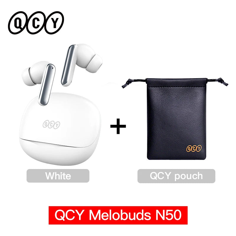 QCY Melobuds N50 ANC Bluetooth 5.4 Wireless Earphones Active Noise Cancellation/6 Mics Clear Call Earbuds Multipoint Connection