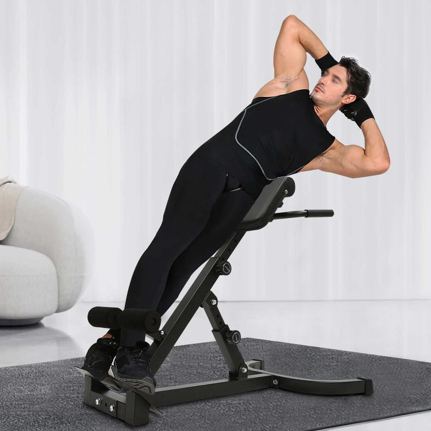 Multi-Functional Exercise Bench Foldable Adjustable Full All-in-One/Body Workout Fitness Bench, Back Extension Roman Chair