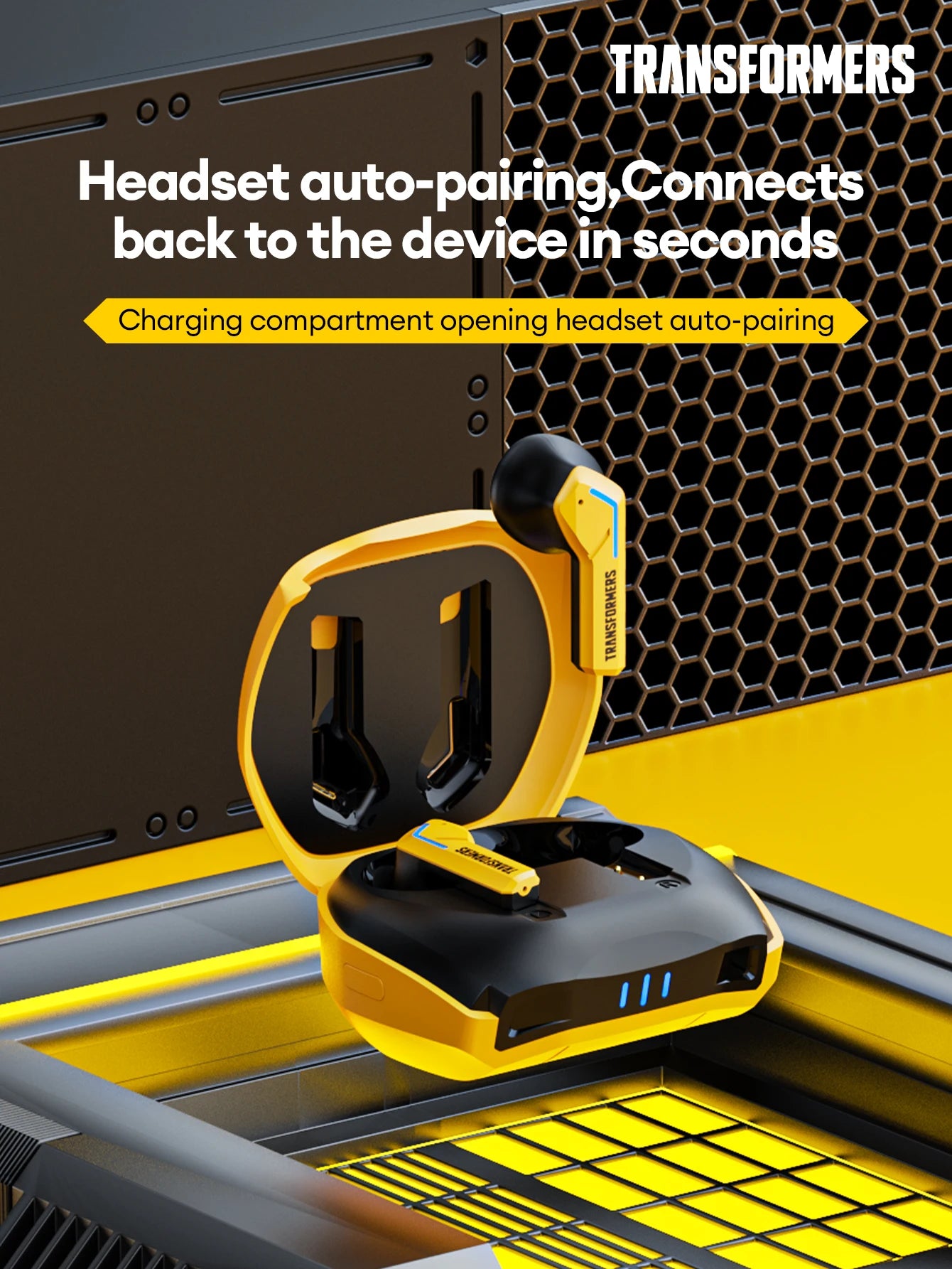 Ship From US Transformers TF-T06 Bluetooth Earphones Gaming Headset/Low Latency with Mic Headphones HD Call Wireless Earbuds