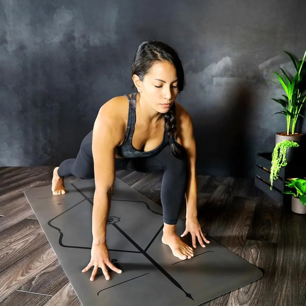 Extra Long Wide Yoga Mat with Alignment Guides/Ultra Grip Eco Friendly Sweat Proof 4mm Thick