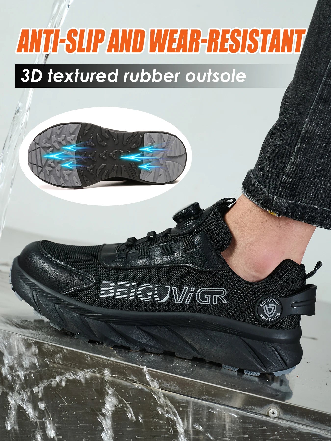 Rubber-Padded Anti-Slip Impact-Resistant/Puncture-Resistant Safety Shoes
