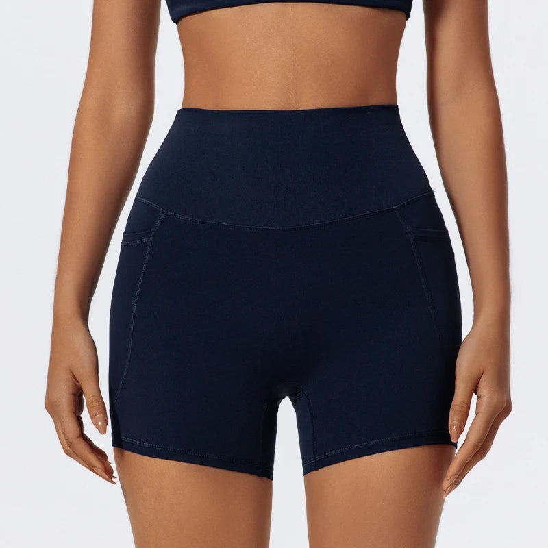 Hearuisavy Women Summer High Waist Shorts with Pockets/Quick Dry Yoga Cycling Gym Workout Sports Bottoms