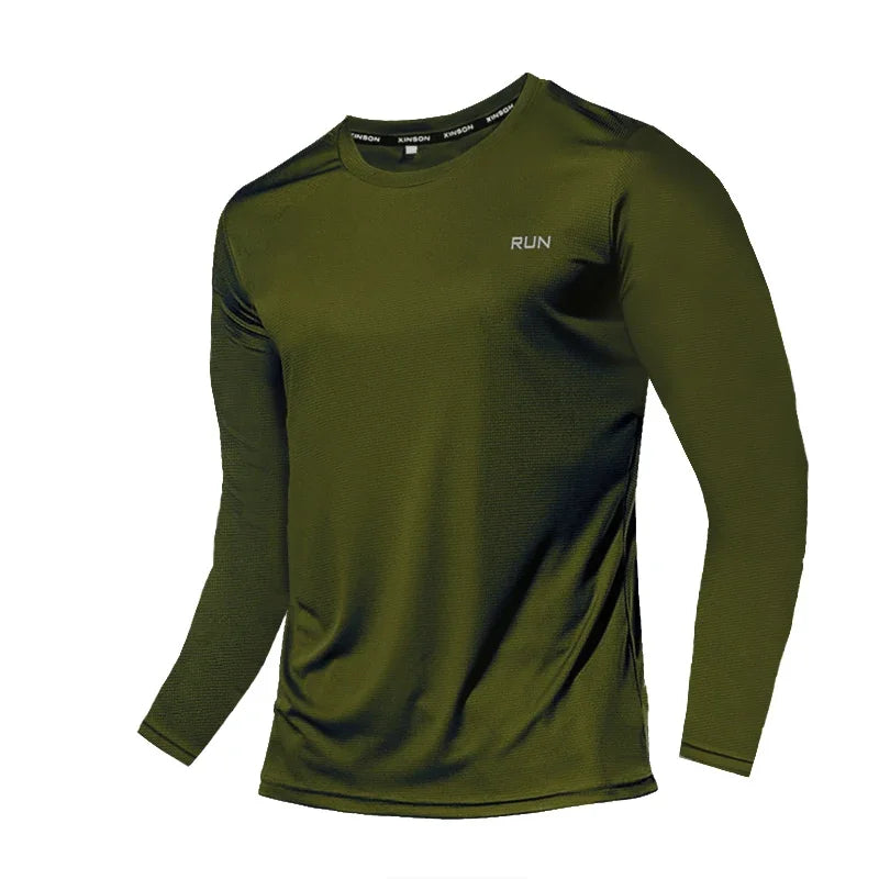 Summer Ice Silk Long Sleeve T-Shirt Men New Quick Dry/Breathable Material Outdoor Sun Protection Running Outer Wear