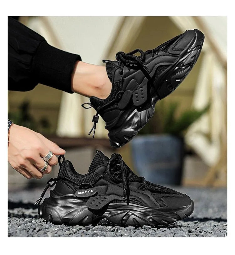 Men's Casual Sneakers Summer Autumn Fashion Outdoor Luxury Lace Up/Round Toe Breathable Non Slip Height Increasing Shoes