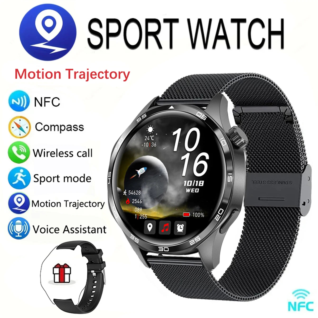 New Watch GT5 PRO NFC Smart Watch GPS Motion Trajectory HD Screen/Bluetooth Call Smartwatch Outdoor Sports Watches For Men