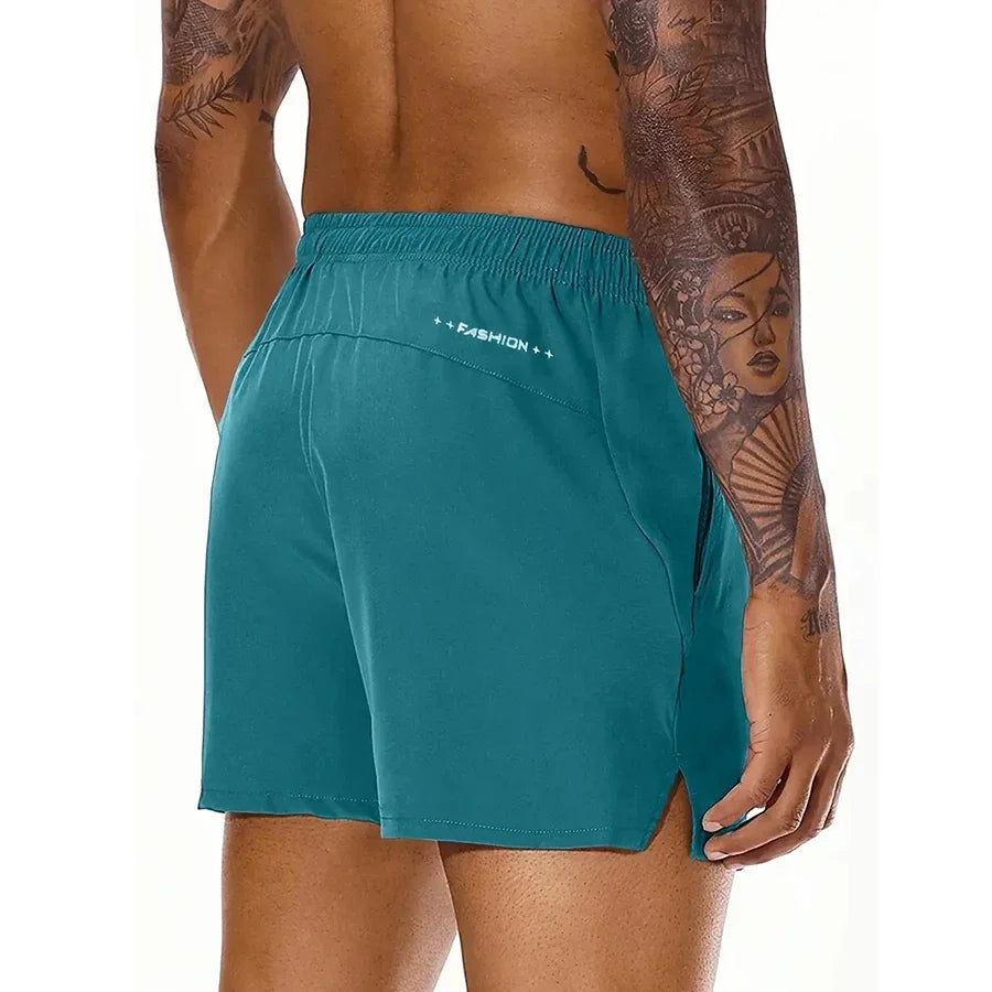 Men New Summer Beach New Models Solid Color Fashion/Leisure Comfortable Elastic Waist Double Pockets Cool Sports Shorts
