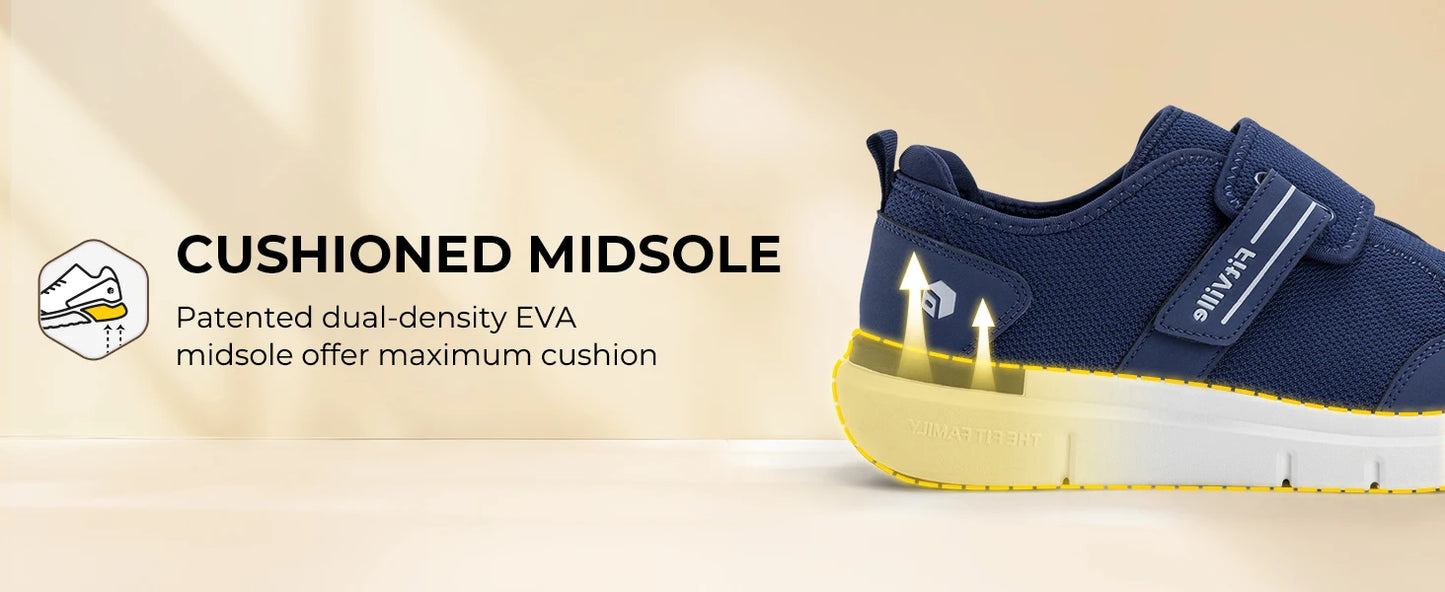 FitVille Diabetic Shoes for Men Extra Wide Hook and Loop Walking Shoes/for Elderly for Swollen Feet Foot Pain Relief Neuropathy Shoes
