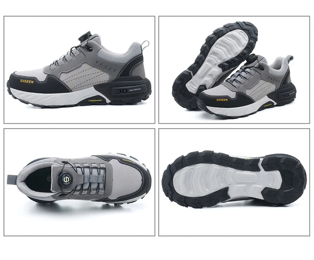 NEW Work Safety Shoes for Men Steel Toe Cap 4.0 KEVLAR Rotating Button/Work Sneakers Anti-smash Puncture-Proof Shoes Work Boots