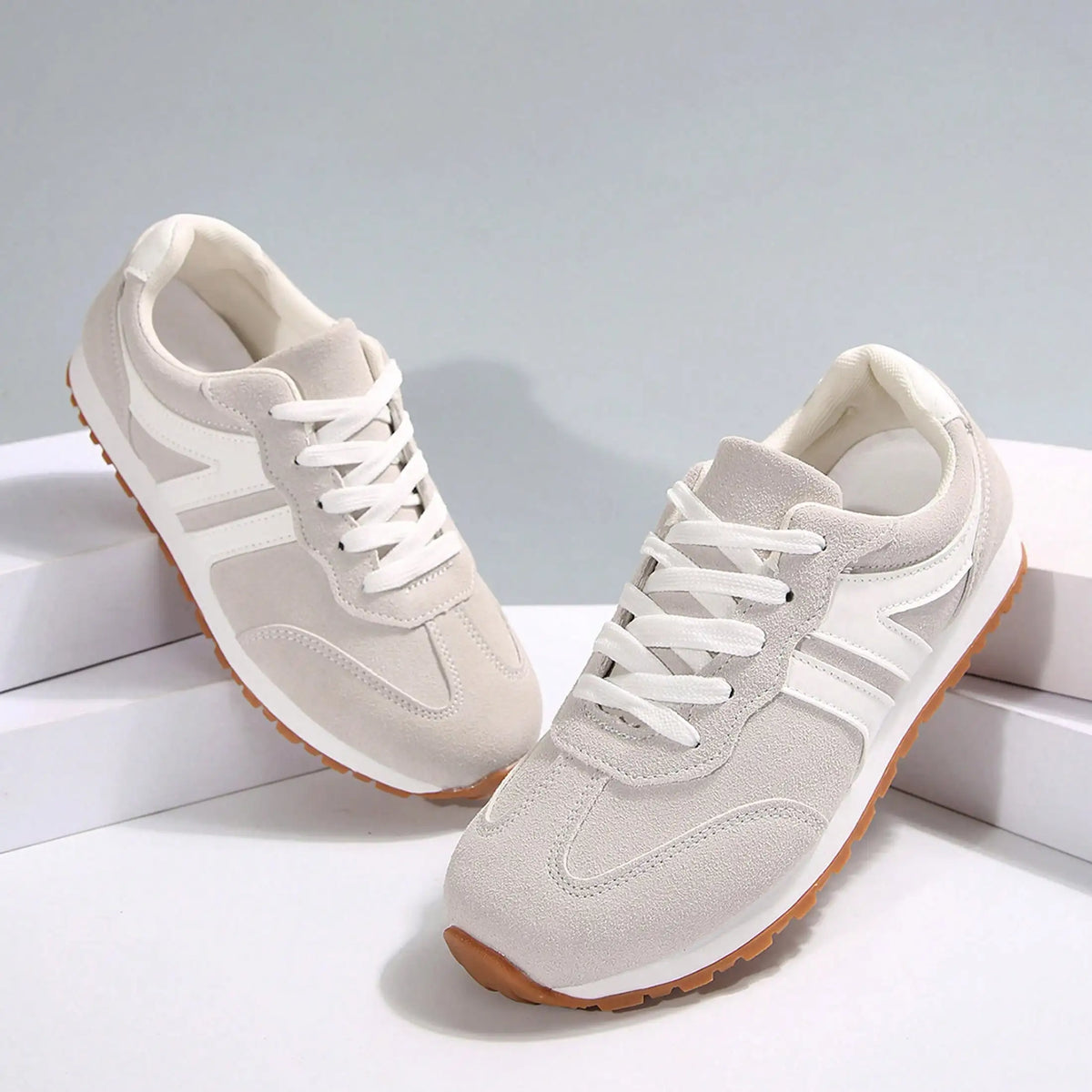 Sneakers For Women Fashion Tennis Shoes Casual Athletic/Solid Color Low Top Lace Up Plain Toe Fabric Inner PVC Sole Shoes
