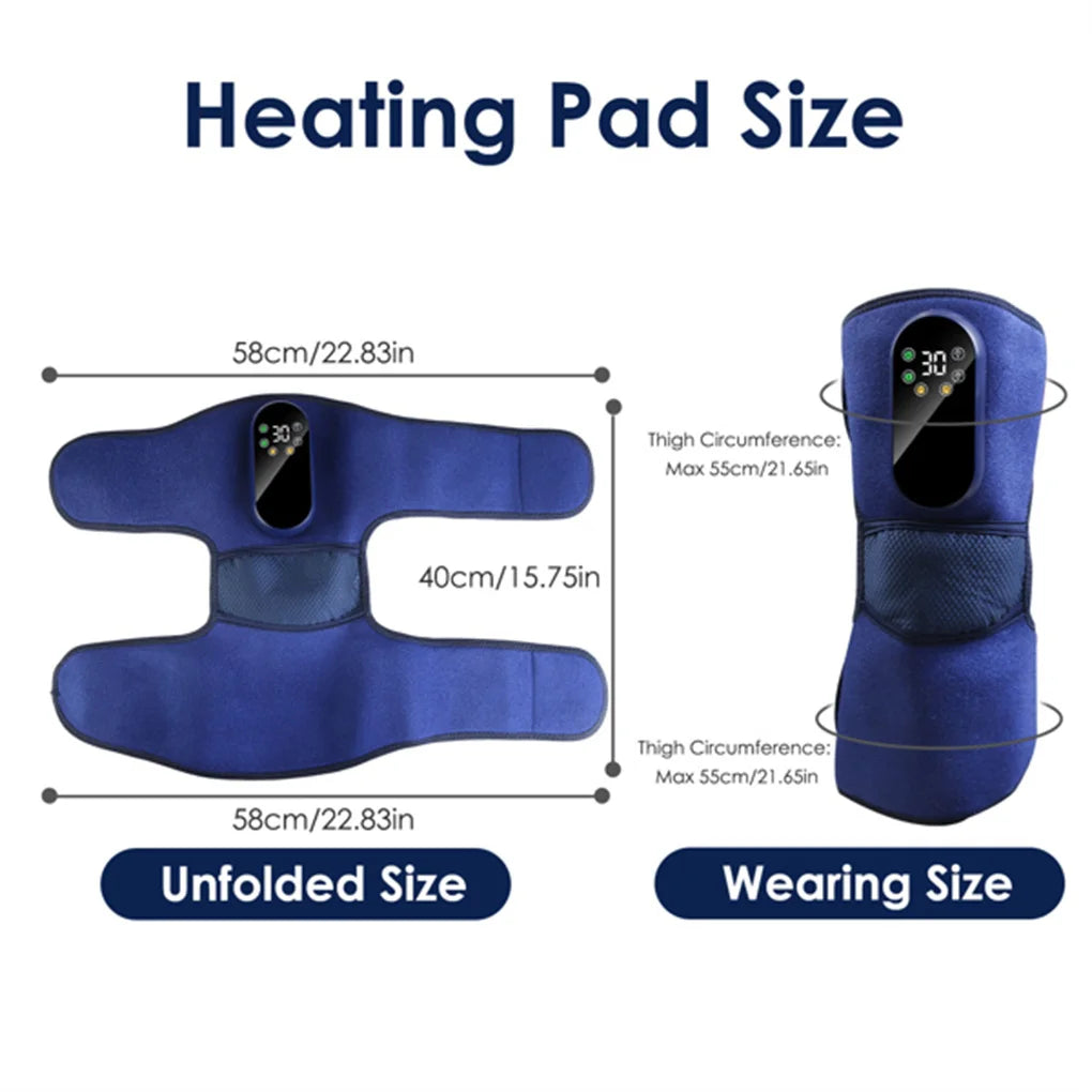 Cordless Knee Massager Heated Knee Brace Wrap Electric Knee Heating Pad/with 5-Level Heating 3-Level Vibration Air Compression