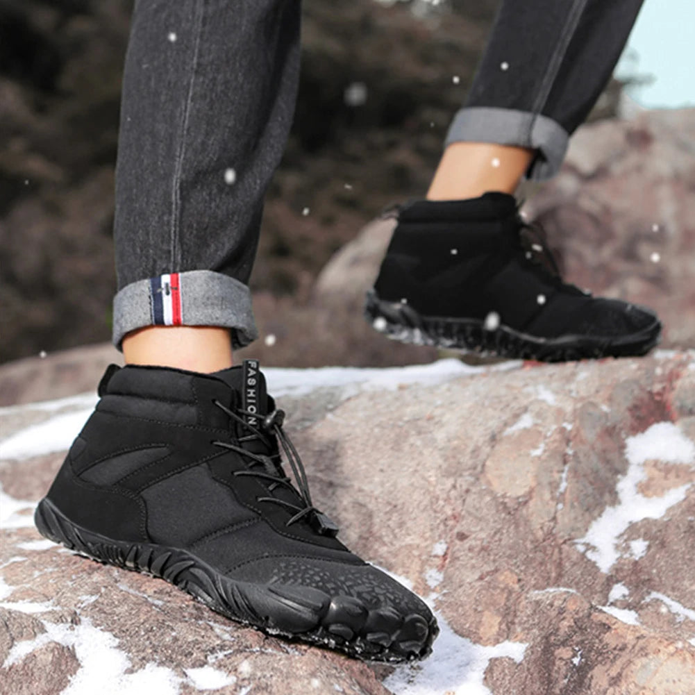 Men Winter Boots High-Top Barefoot/Trekking Mountain Boots Anti-Skid Hiking Sneakers