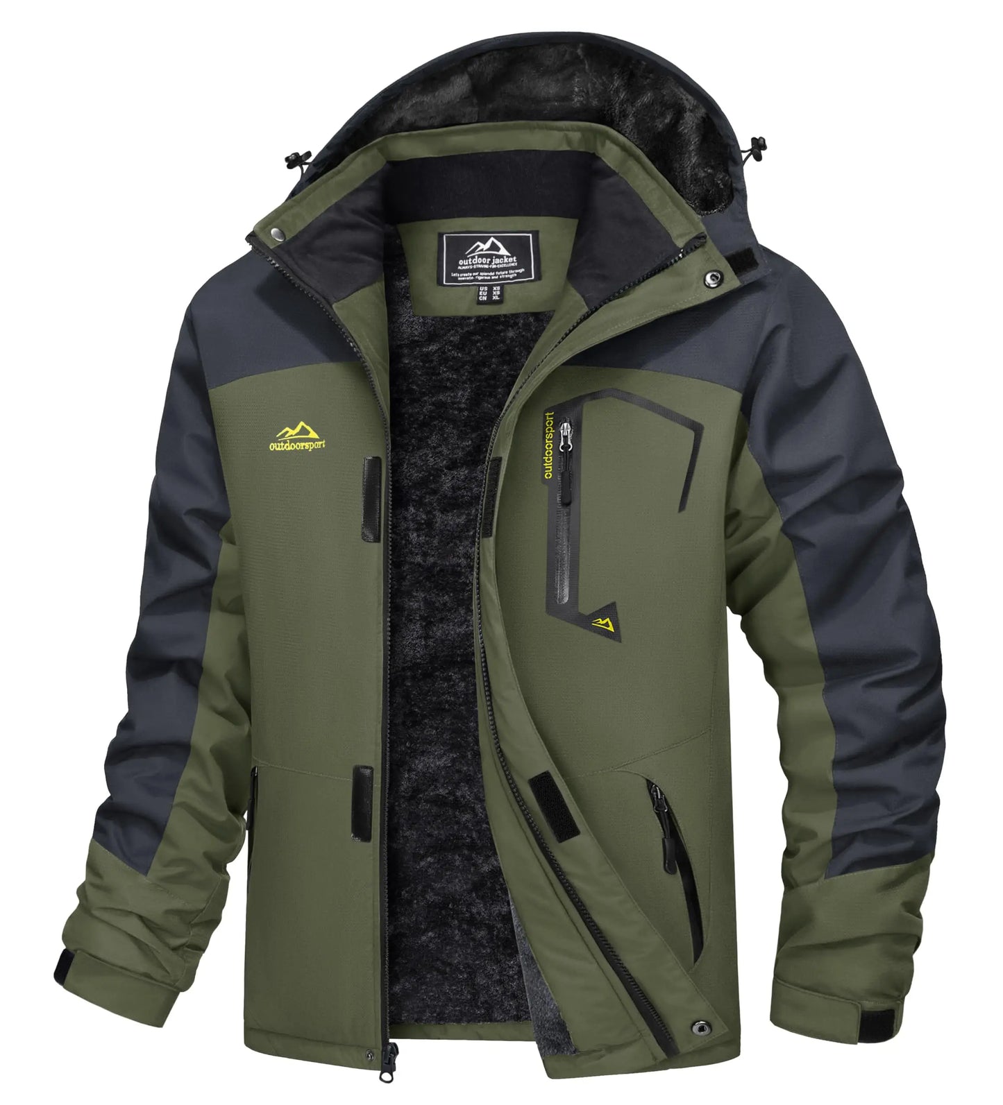 Men's Water-Resistant Ski Jacket Winter Fleece Lined/Snow Coat Warm Windproof Outdoor Jacket