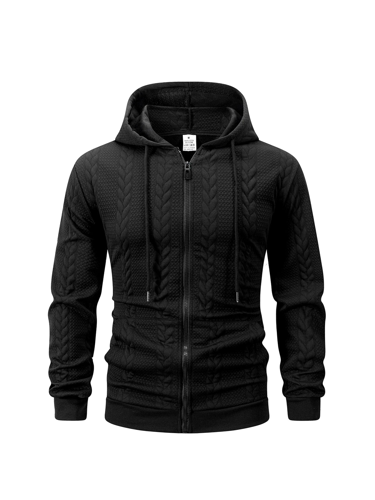 Men's Textured Zip Hooded Sweatshirt Full Zipper Jacket/Kangaroo Pocket Ribbed Cuffs Warm Casual Street Outerwear