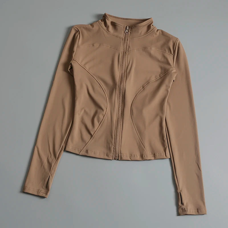 Women Zip Fitness Yoga Shirt Long Sleeve Sports Jacket Gym Top/Activewear Running Coats Workout Clothes Woman