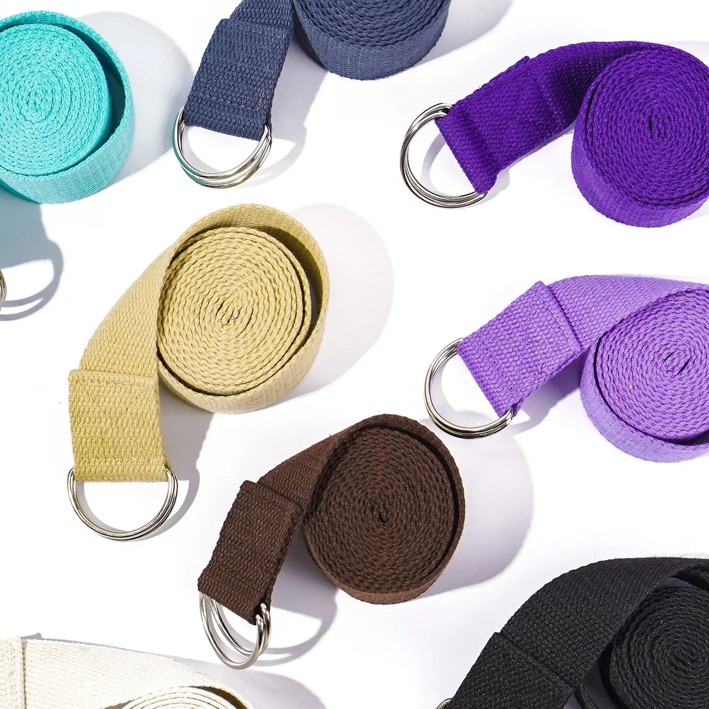 1.8mx3.8cm Yoga Strap Durable Cotton Exercise Straps/Adjustable D-Ring Buckle Gives Flexibility for Yoga Stretching