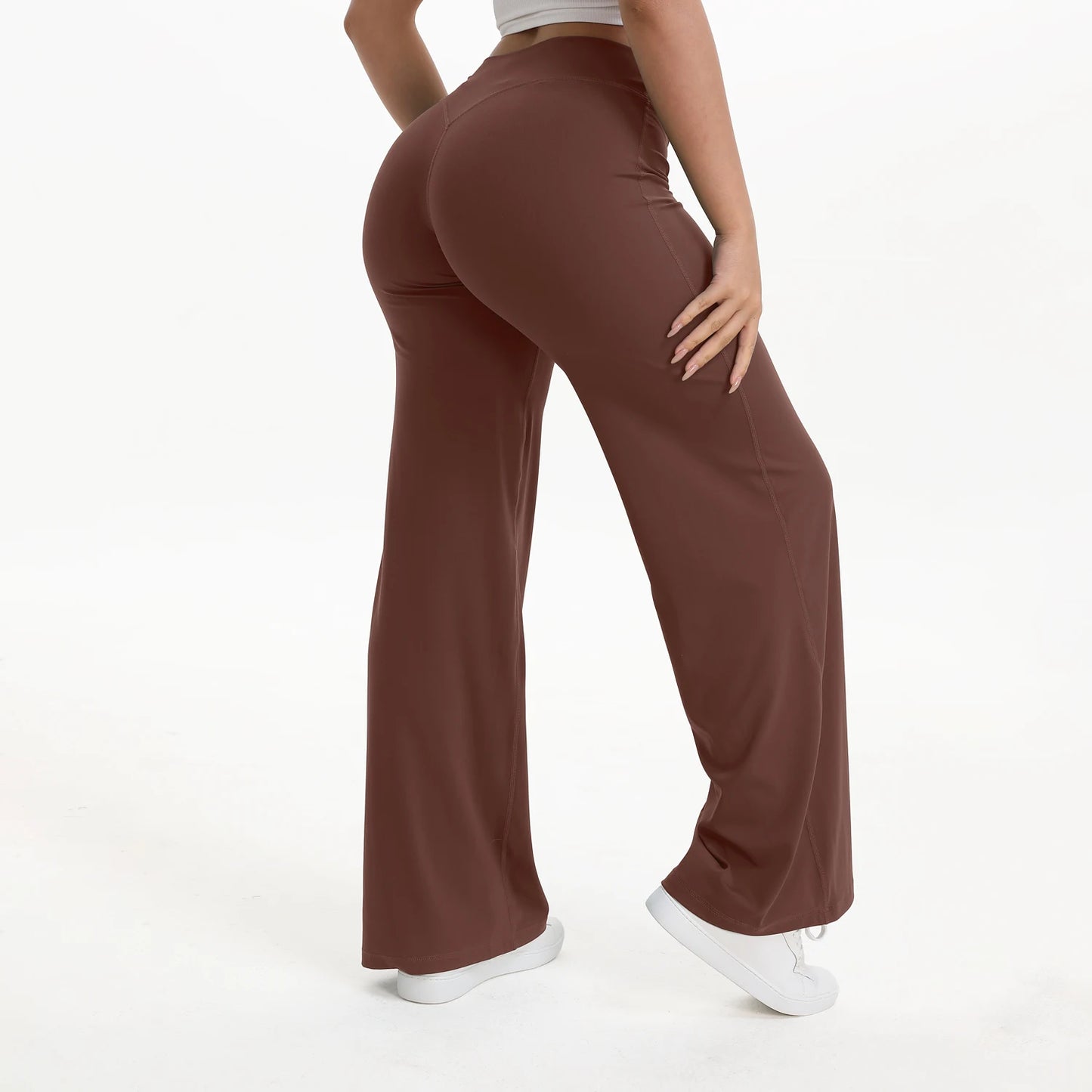 NCLAGEN Soft Motion Straight Leg Bottoms Women's Mid-Waist Yoga Pants/GYM Leggings Naked Feel Pilates Running Sports Trousers