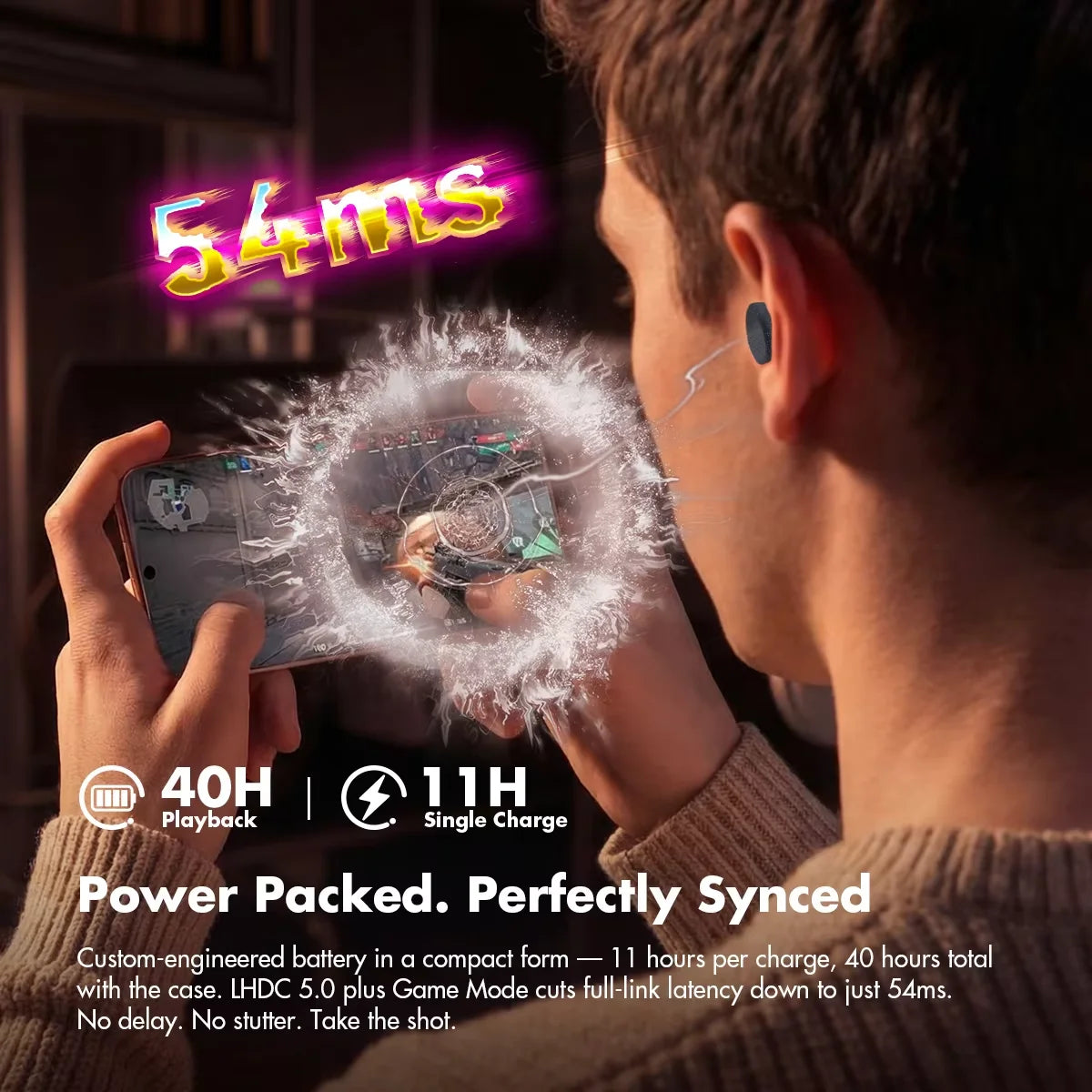 ROSESELSA Ceramics Ultra Wireless Earbuds 50dB Hybrid/ANC HiFi Earphones LHDC LDAC 4Mic AI Noise Reduction 40H Battery