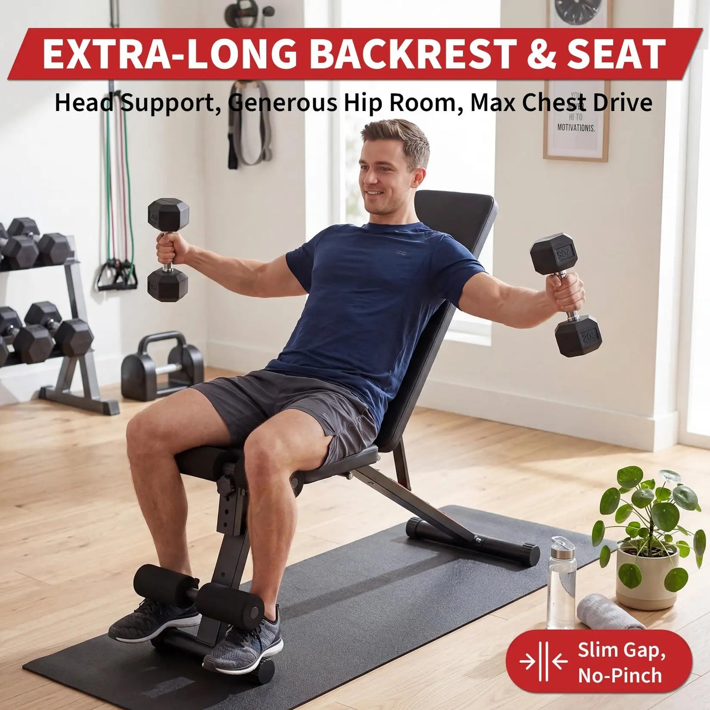 Adjustable Weight Bench with Leg Extension & Preacher Curl Incline/Decline Workout Bench for Home Gym, Heavy Duty Multi-Function