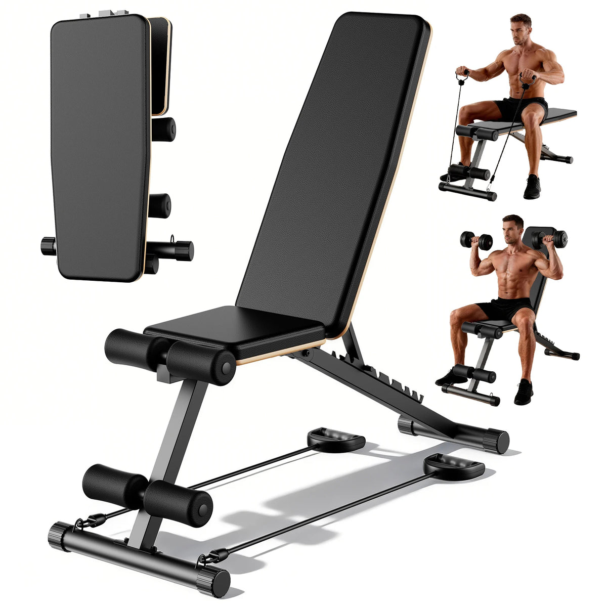 Foldable Dumbbell Bench Multifunctional Full Body Workout Home Gym/Adjustable Weight Bench with 660 lbs Capacity for Chest Shoulder