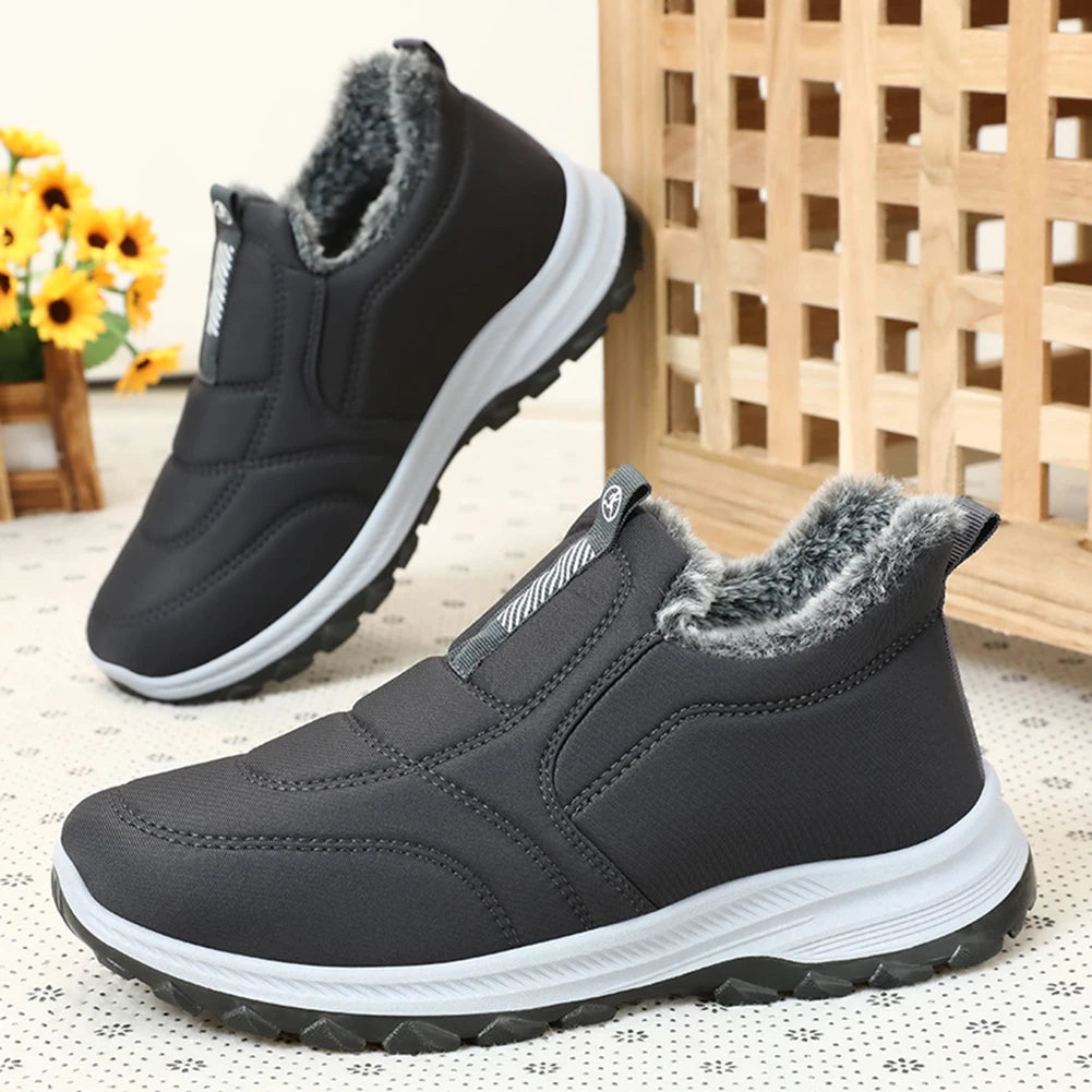 Warm Walking Shoes Lightweight Thermal Ankle Boots/Non-slip Slip On Sneakers Winter Thick Fur Shoes for Travel Hiking