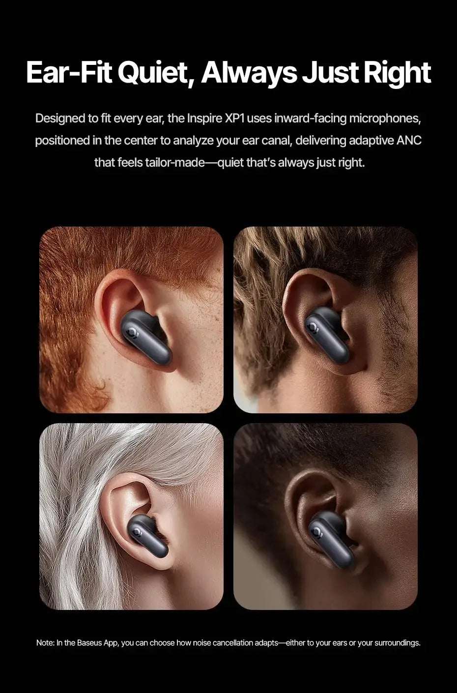 Baseus Inspire XP1 50dB Adaptive ANC Wireless Earbuds/Bluetooth 6.1 Dolby Audio 6 Mic ENC Wireless Earphones