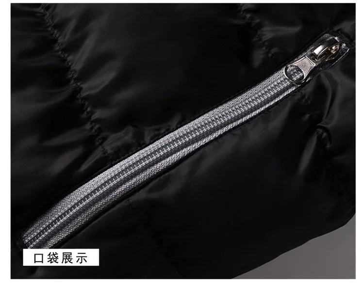 men's trendy casual wear new warm parka winter coat solid color/stand up collar zipper windproof cotton printed jacket