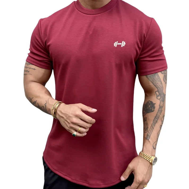 Summer Cotton t Shirt Men Short Sleeve Fitness Gym t-Shirts/Training Sport Tee Shirts Fashion Casual Tops Man Clothing