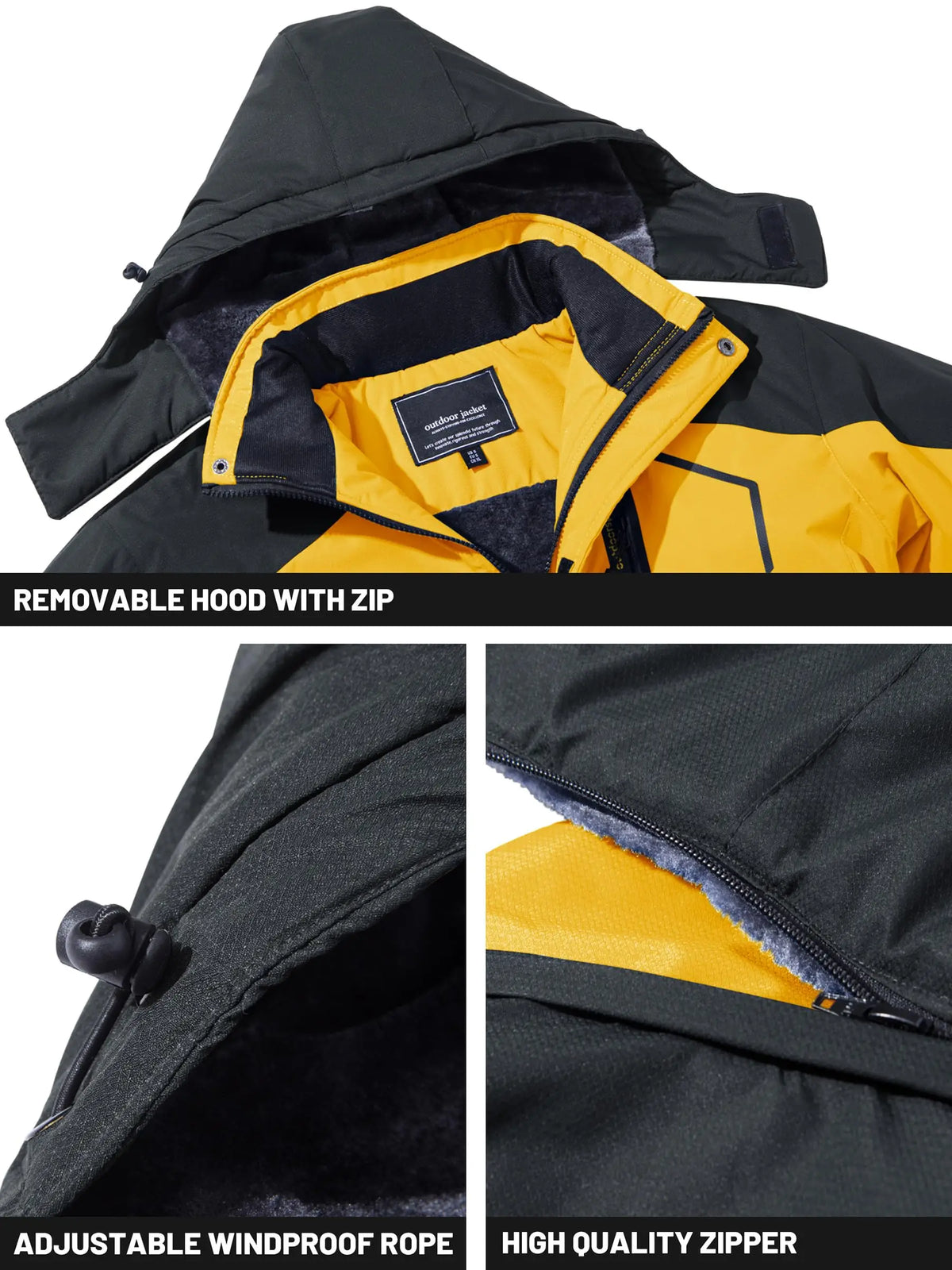 Men's Water-Resistant Ski Jacket Winter Fleece Lined/Snow Coat Warm Windproof Outdoor Jacket