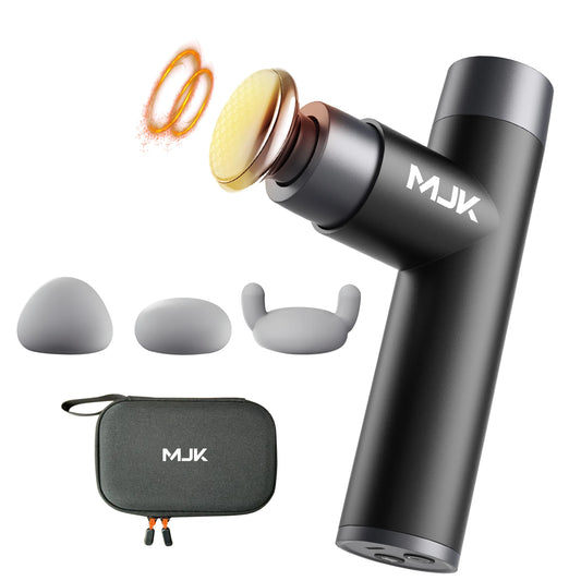 Mini Massage Gun, Percussion Deep Tissues Muscle with Heat/Portable Full-Metal Massage Gun with 3 Interchangeable Heads