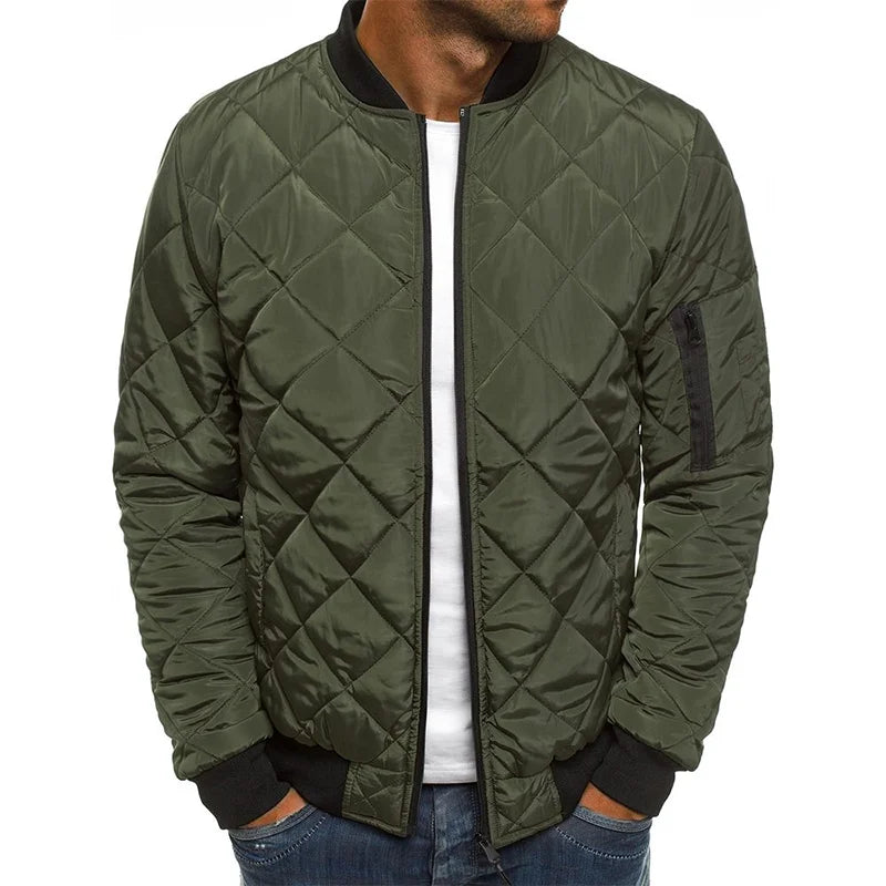 Winter New Jacket Men's Baseball Collar Mesh Pressed/Lightweight  Jacket Vintage Flight Casual Long Sleeve