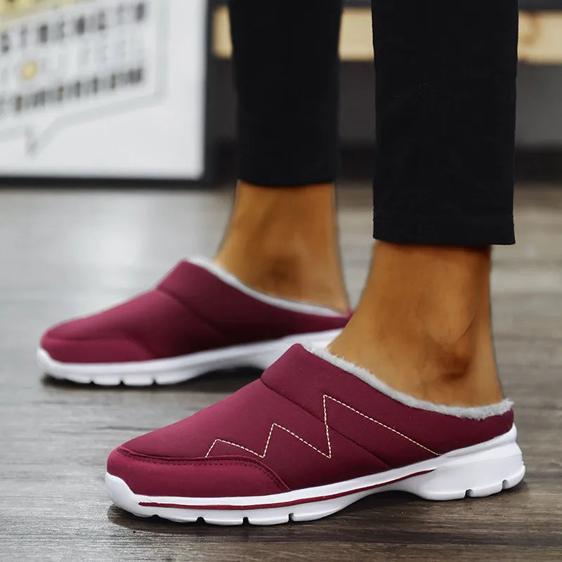 Warmth Slip On Shoes Women's Casual Breathable Lovers Shoes/Mesh Fabric Plus Velvet Shoes Runnings Shoes